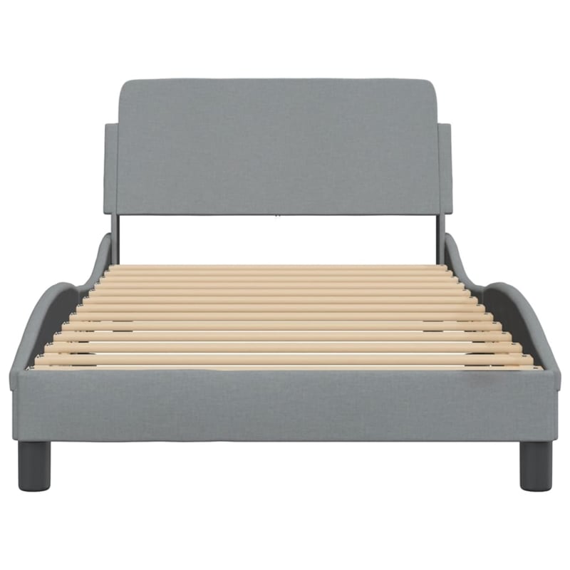 Pemberly Row Contemporary Engineered Wood Bed Frame in Light Grey