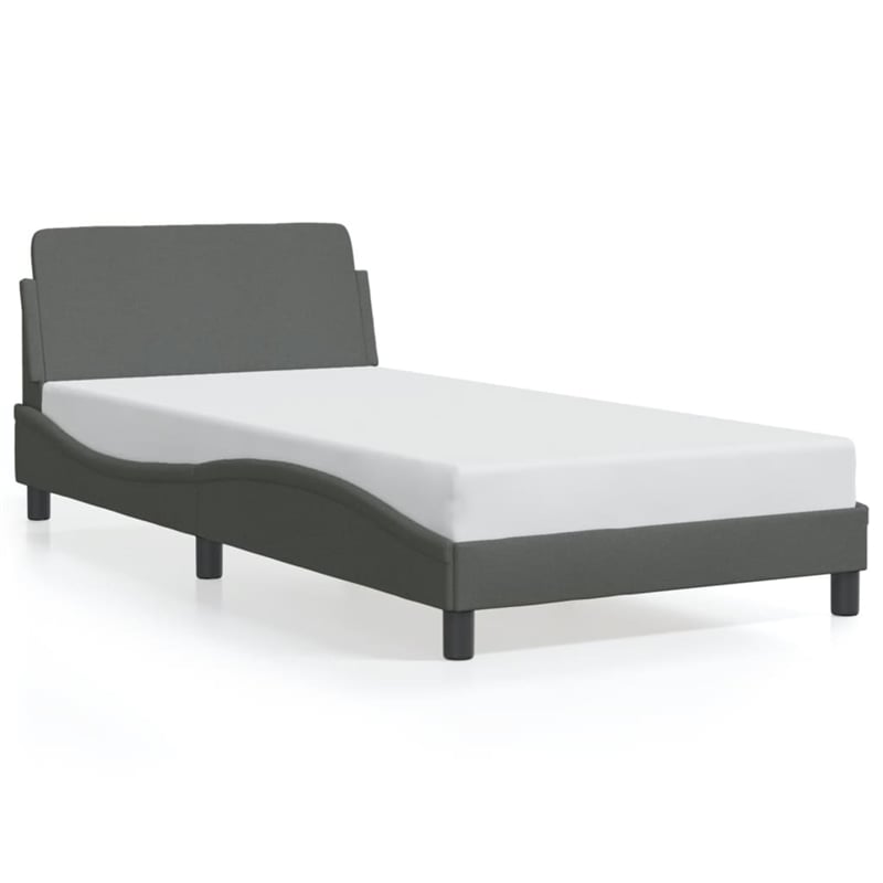 Pemberly Row Contemporary Engineered Wood Bed Frame in Dark Gray