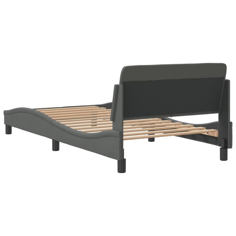 Pemberly Row Contemporary Engineered Wood Bed Frame in Dark Gray