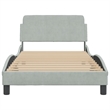 Pemberly Row Velvet Upholstery Twin XL Bed Frame in Light Grey