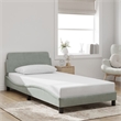 Pemberly Row Velvet Upholstery Twin XL Bed Frame in Light Grey
