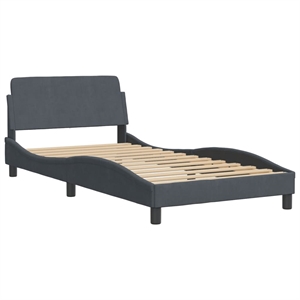 Pemberly Row Contemporary Fabric Twin XL Bed Frame in Dark Grey