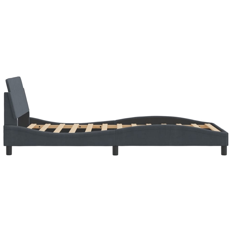 Pemberly Row Contemporary Fabric Twin XL Bed Frame in Dark Grey