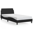 Pemberly Row Contemporary Faux Leather Twin XL Bed Frame in Black Finish