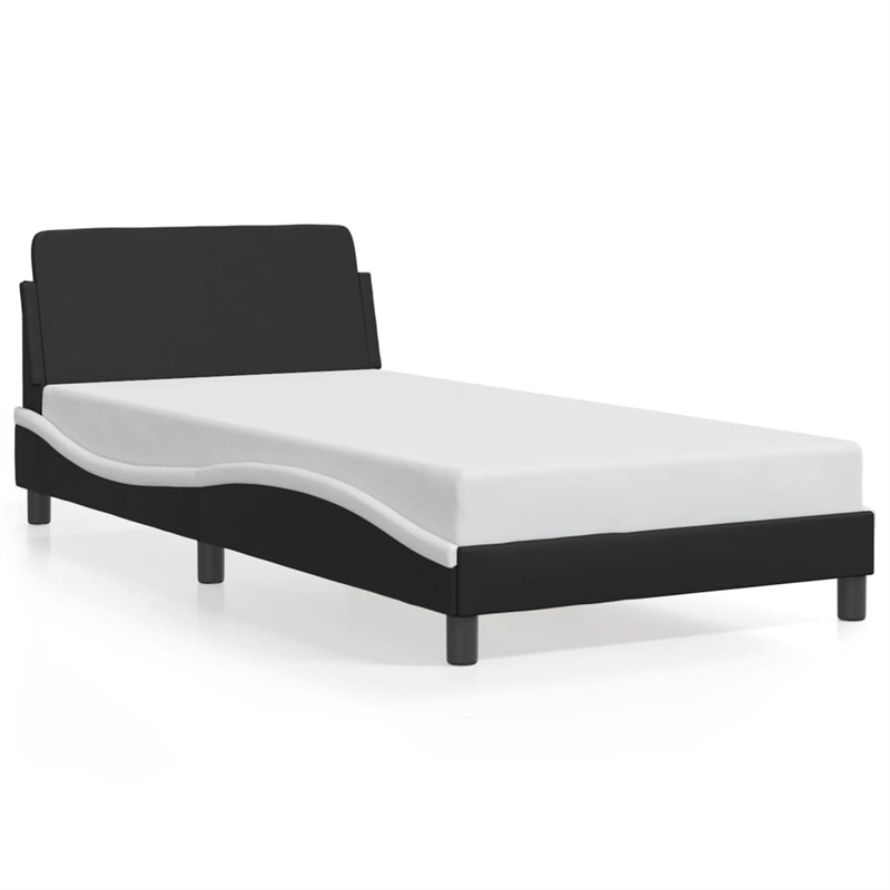 Pemberly Row Engineered wood Twin Bed Frame in Black and White