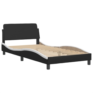 Pemberly Row Engineered wood Twin Bed Frame in Black and White