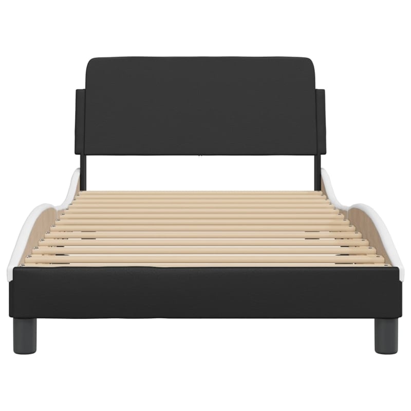 Pemberly Row Engineered wood Twin Bed Frame in Black and White