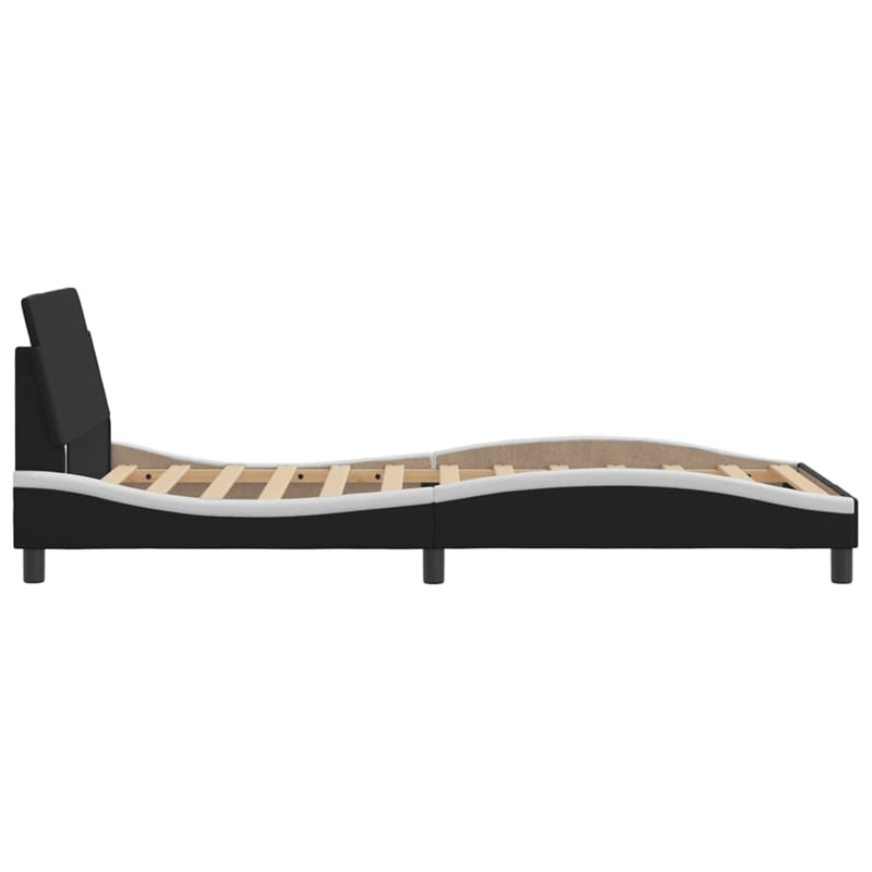 Pemberly Row Engineered wood Twin Bed Frame in Black and White