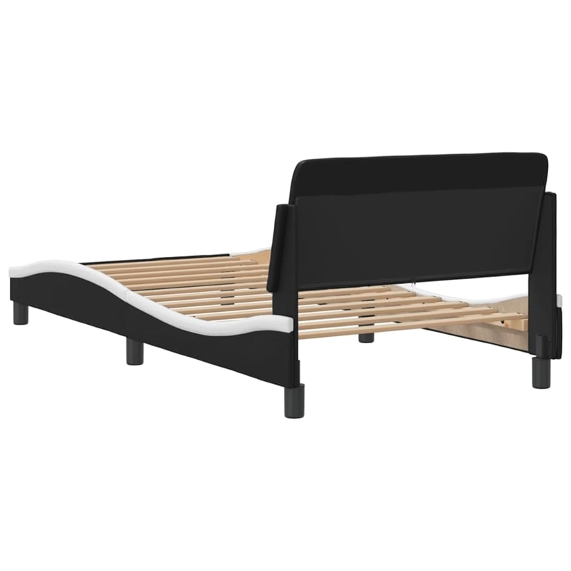 Pemberly Row Engineered wood Twin Bed Frame in Black and White