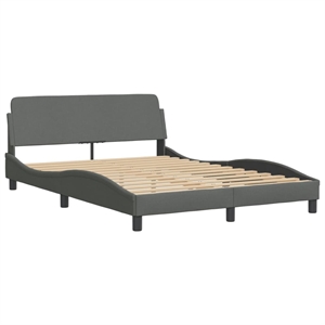 Pemberly Row Contemporary Solid Pine Wood Bed Frame in Dark Gray