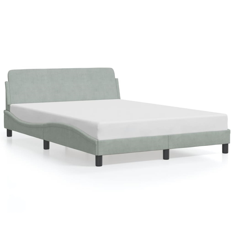 Pemberly Row Contemporary Velvet Upholstery Full Bed Frame in Black