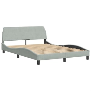 Pemberly Row Contemporary Velvet Upholstery Full Bed Frame in Black