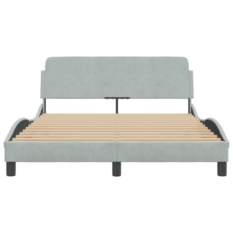 Pemberly Row Contemporary Velvet Upholstery Full Bed Frame in Black