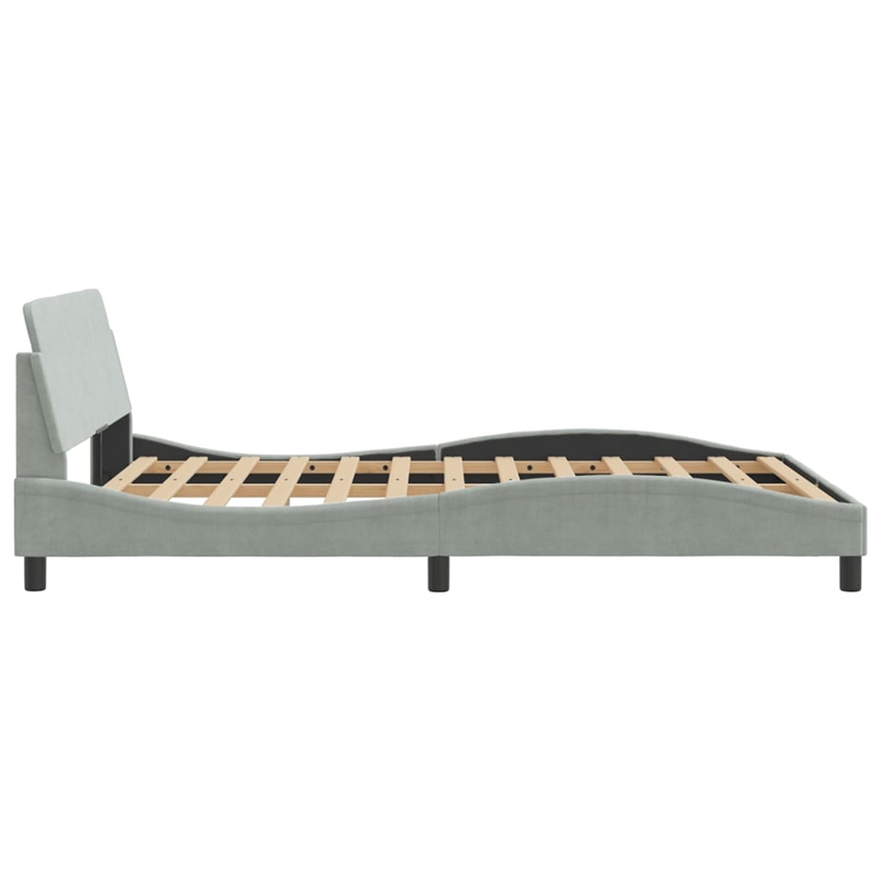Pemberly Row Contemporary Velvet Upholstery Full Bed Frame in Black
