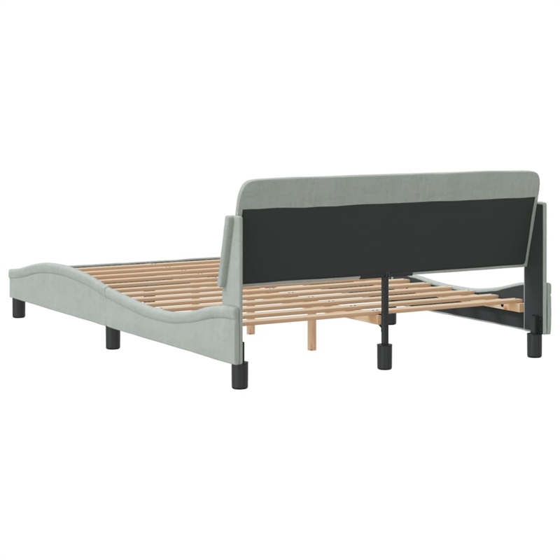 Pemberly Row Contemporary Velvet Upholstery Full Bed Frame in Black