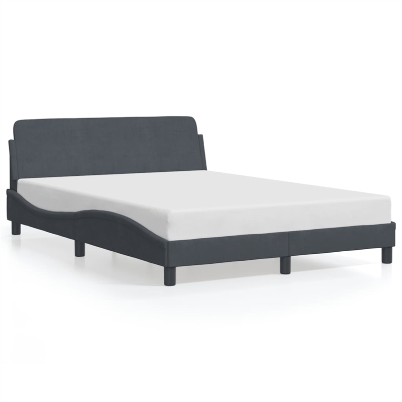 Pemberly Row Contemporary Velvet Full Bed Frame in Dark Grey