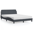 Pemberly Row Contemporary Velvet Full Bed Frame in Dark Grey