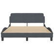 Pemberly Row Contemporary Velvet Full Bed Frame in Dark Grey