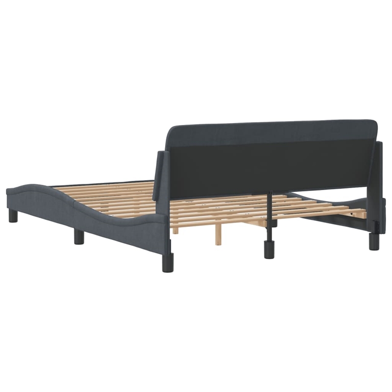 Pemberly Row Contemporary Velvet Full Bed Frame in Dark Grey
