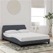 Pemberly Row Contemporary Velvet Full Bed Frame in Dark Grey