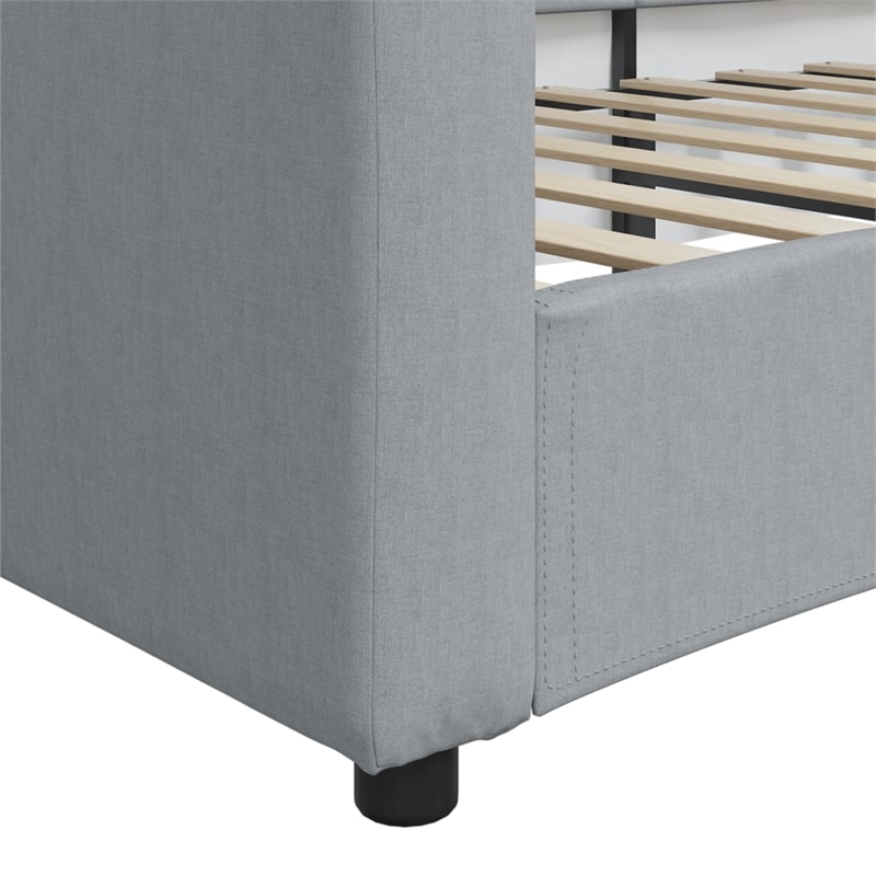 Pemberly Row Contemporary Polyester Fabric DayBed in Light Grey