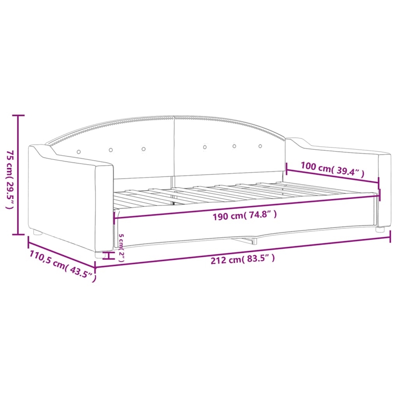 Pemberly Row Contemporary Polyester Fabric DayBed in Light Grey