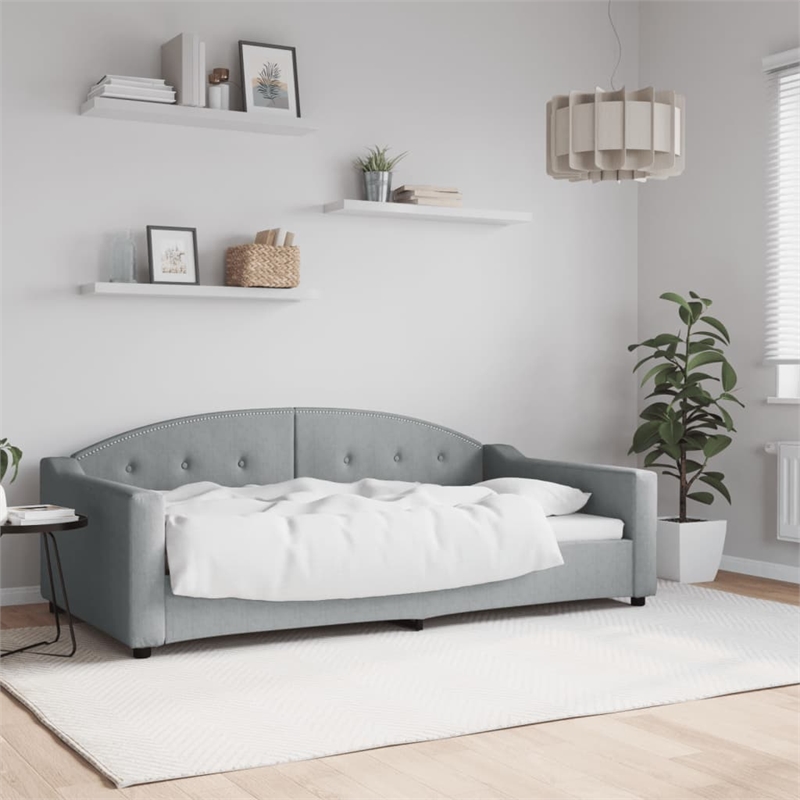Pemberly Row Contemporary Polyester Fabric DayBed in Light Grey