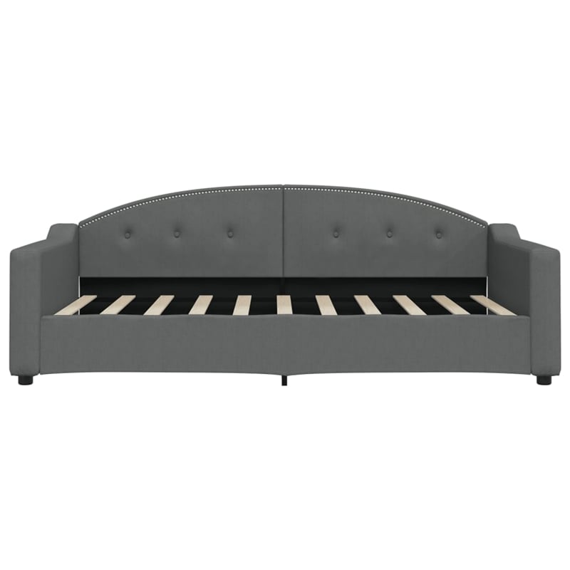 Pemberly Row Solid Wood Fabric Polyester Daybed in Dark Grey