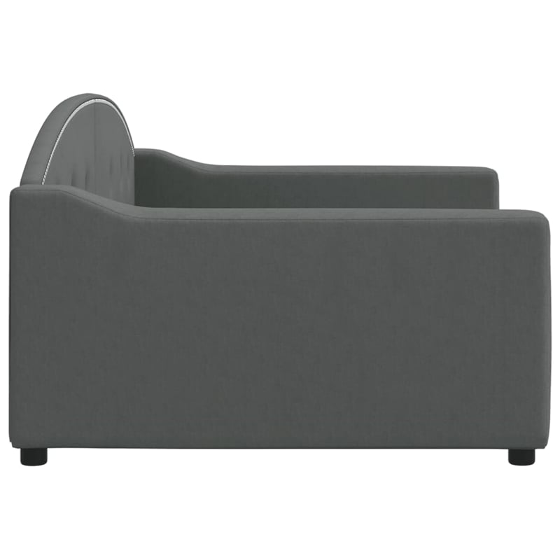 Pemberly Row Solid Wood Fabric Polyester Daybed in Dark Grey
