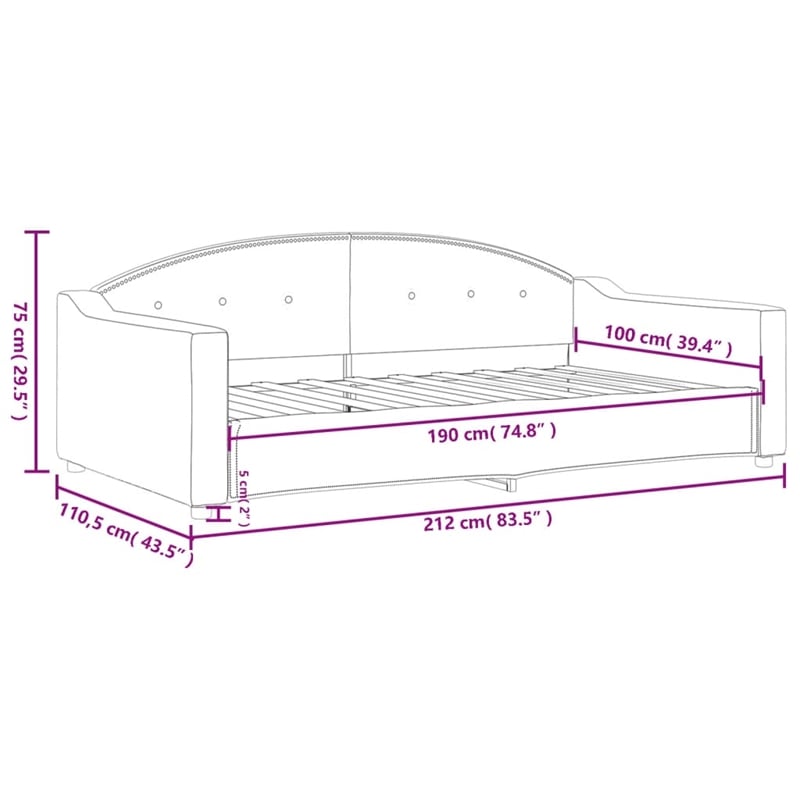Pemberly Row Solid Wood Fabric Polyester Daybed in Dark Grey