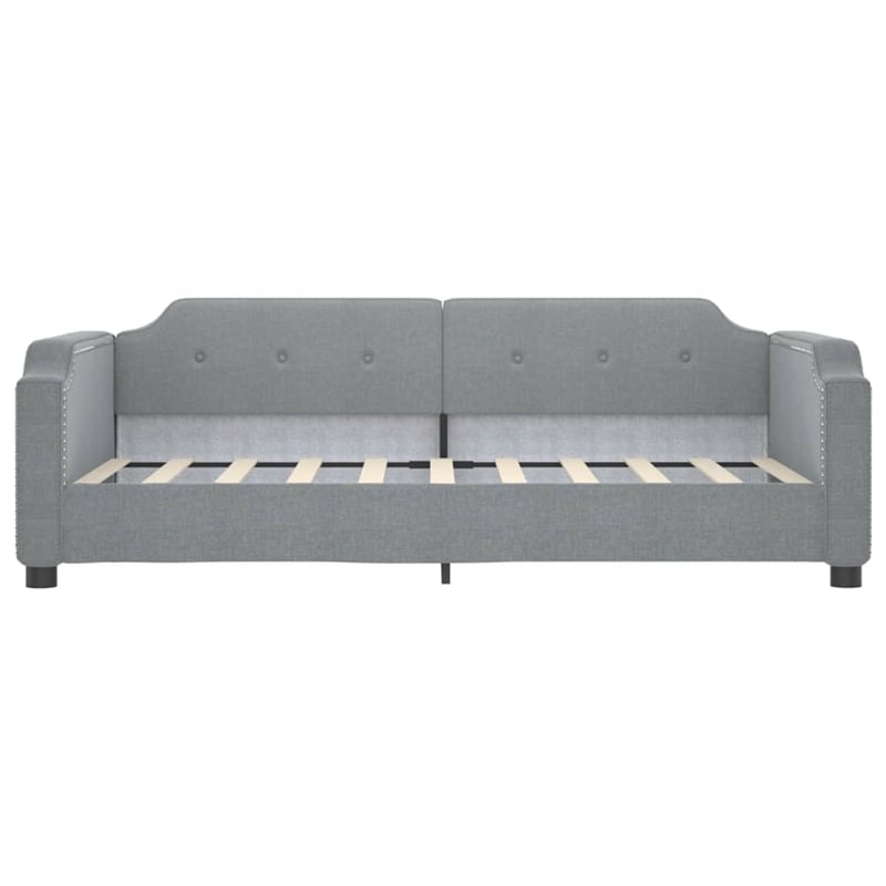 Pemberly Row Contemporary Solid Wood Twin Day Bed in Light Grey Fabric