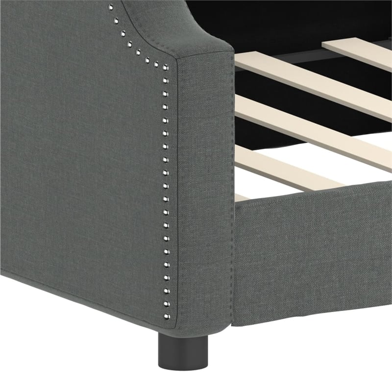 Pemberly Row Contemporary Solid Wood Twin Day Bed Frame in Dark Grey