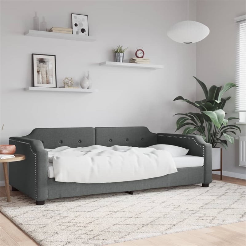 Pemberly Row Contemporary Solid Wood Twin Day Bed Frame in Dark Grey