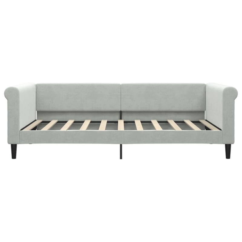 Pemberly Row Contemporary Velvet Day Bed in Light Gray Finish