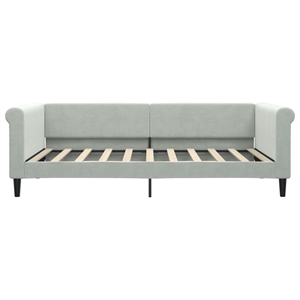 Pemberly Row Contemporary Velvet Day Bed in Light Gray Finish