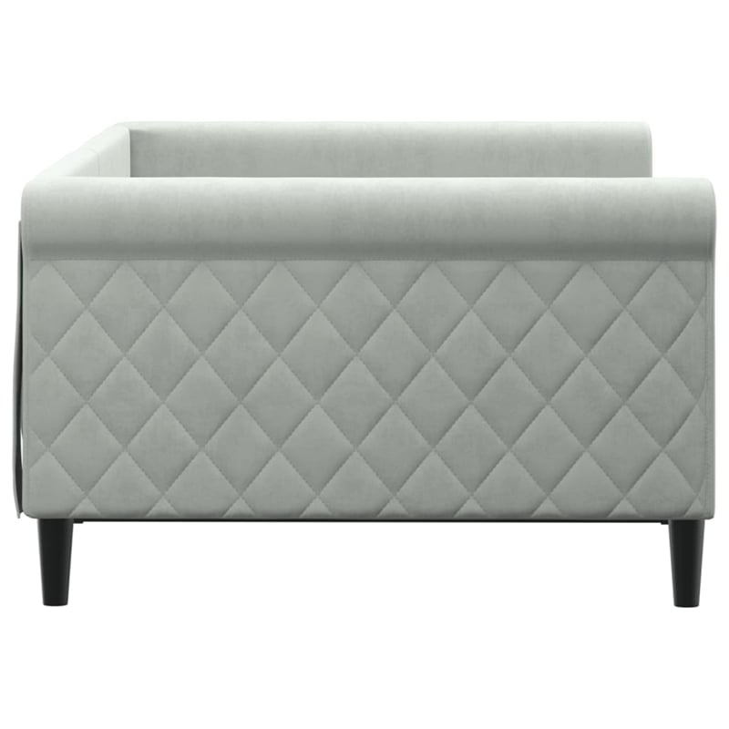 Pemberly Row Contemporary Velvet Day Bed in Light Gray Finish