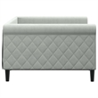 Pemberly Row Contemporary Velvet Day Bed in Light Gray Finish