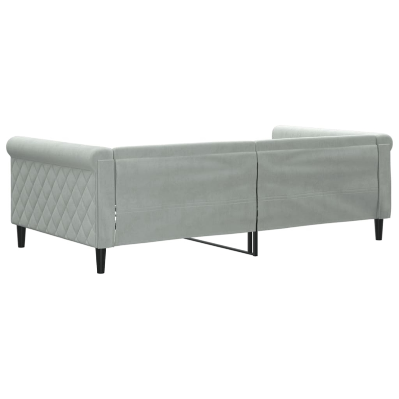 Pemberly Row Contemporary Velvet Day Bed in Light Gray Finish