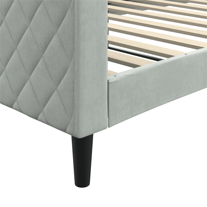 Pemberly Row Contemporary Velvet Day Bed in Light Gray Finish