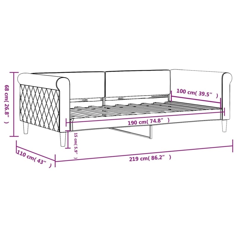 Pemberly Row Contemporary Velvet Day Bed in Light Gray Finish