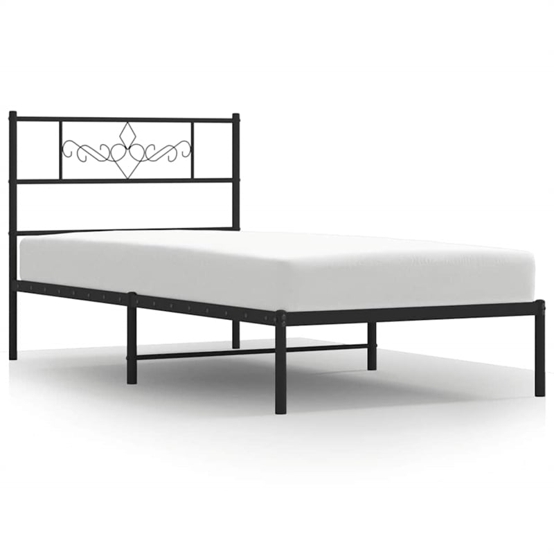 Pemberly Row Contemporary Engineered wood Twin Bed Frame in Black