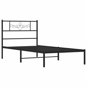 Pemberly Row Contemporary Powder-Coated Steel Twin Bed Frame in Black