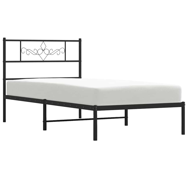 Pemberly Row Contemporary Powder-Coated Steel Twin Bed Frame in Black