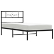 Pemberly Row Contemporary Powder-Coated Steel Twin Bed Frame in Black