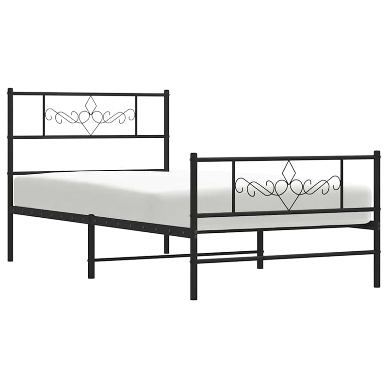 Pemberly Row Contemporary Powder-Coated Steel Twin Bed Frame in Black
