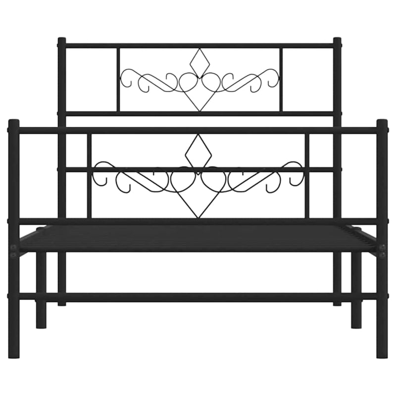 Pemberly Row Contemporary Powder-Coated Steel Twin Bed Frame in Black