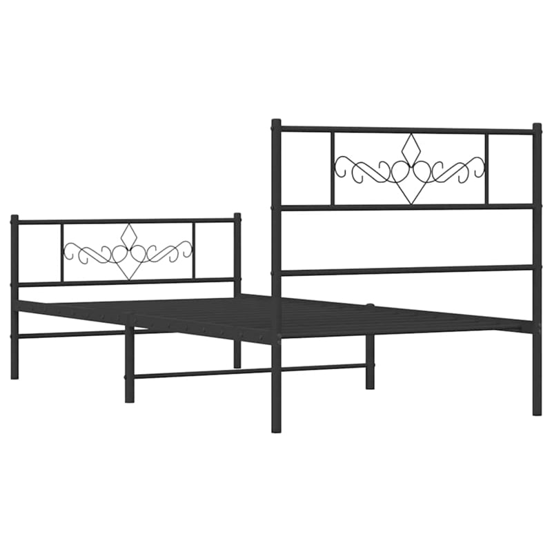 Pemberly Row Contemporary Powder-Coated Steel Twin Bed Frame in Black