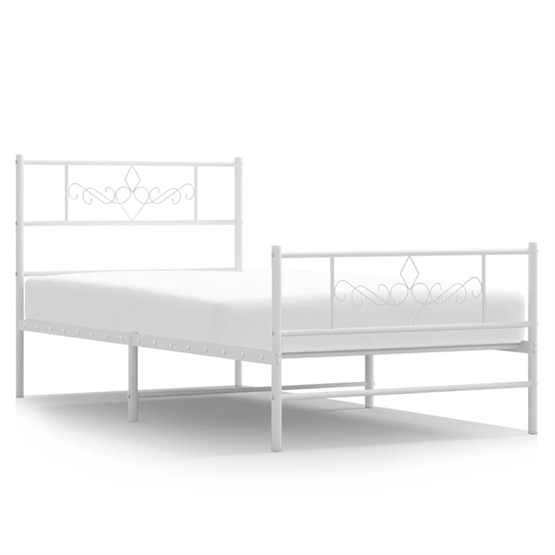 Pemberly Row Rectangular Powder-Coated Steel Twin Bed Frame in White