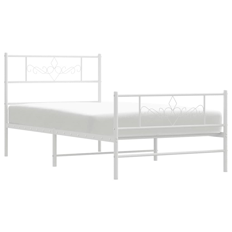 Pemberly Row Rectangular Powder-Coated Steel Twin Bed Frame in White