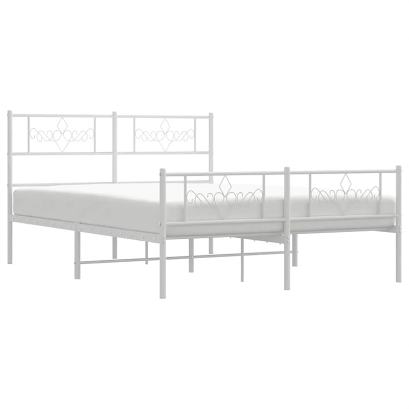 Pemberly Row Powder Coated Steel Full/Double Size Bed Frame in White
